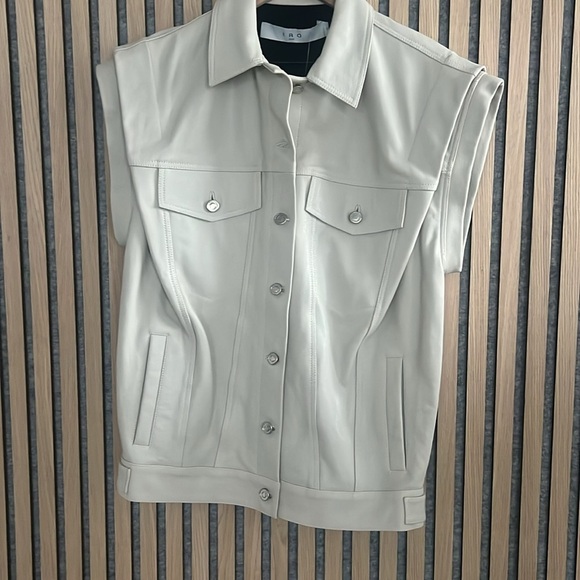 IRO- NWT Leather Vest - Jacket- Oversized - Ecru- Lamb Leather - FR 32 (US 0-2) - Picture 9 of 11